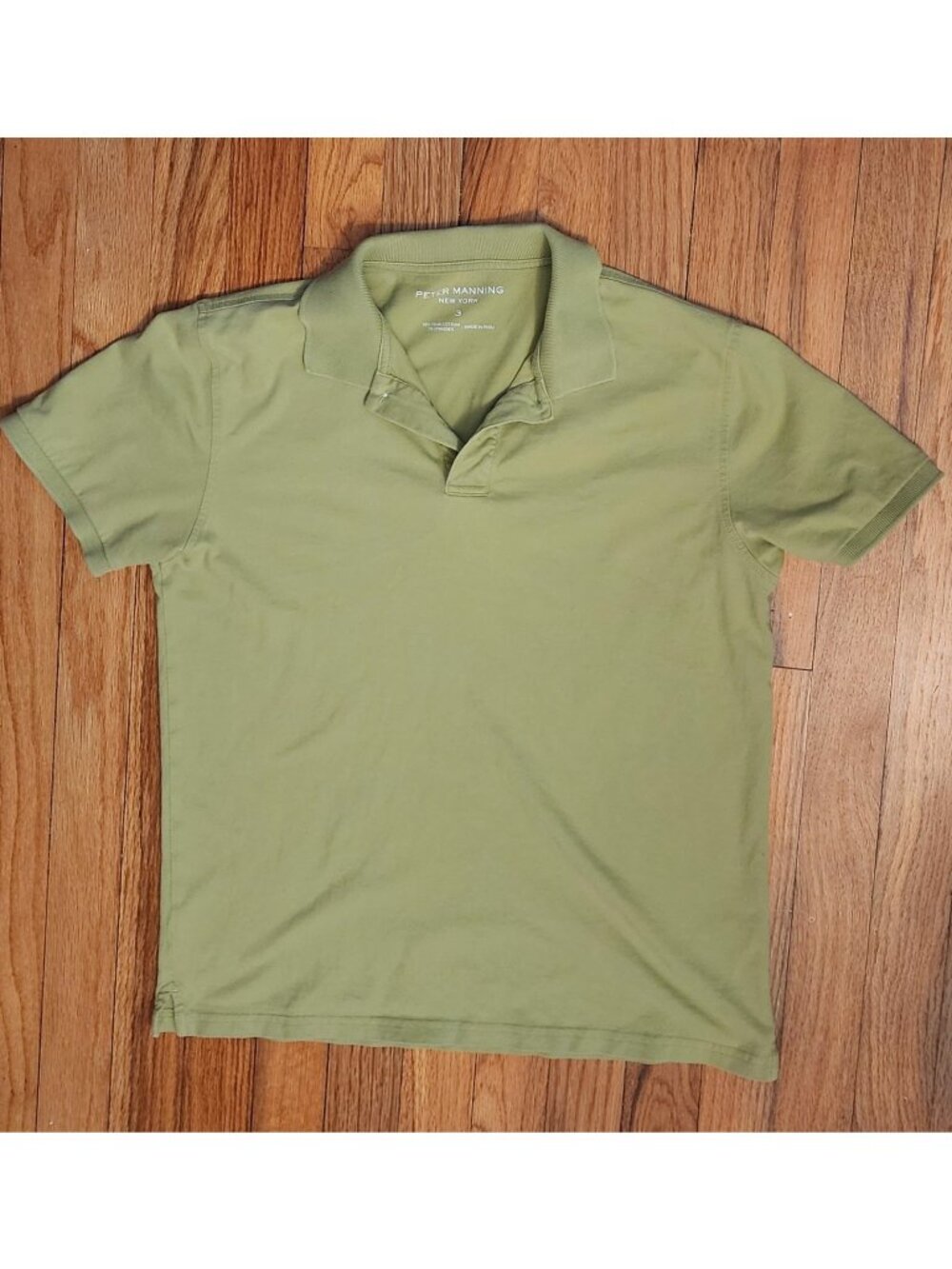 Peter Manning Pima Cotton Spandex Stretch Polo Shirt Mens 3  Green Short Sleeve
